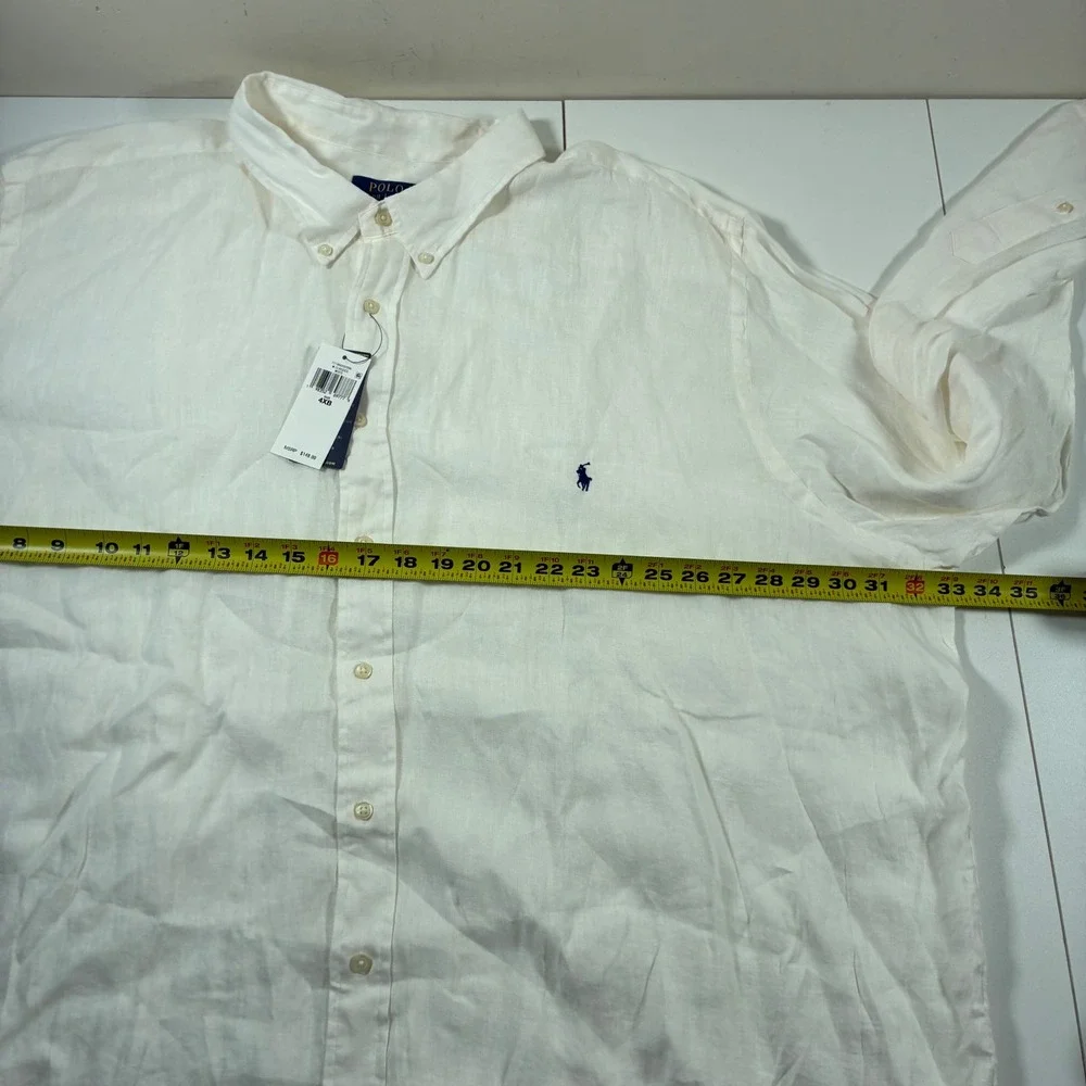 NEW Polo Ralph Lauren 100% Linen Shirt 4XB White Long Sleeve Button Down